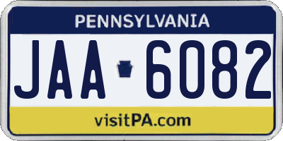 PA license plate JAA6082