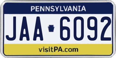 PA license plate JAA6092
