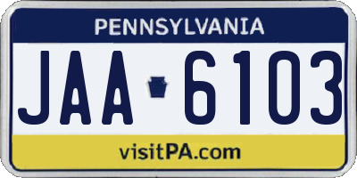 PA license plate JAA6103