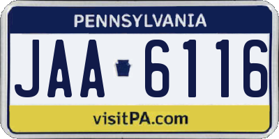 PA license plate JAA6116