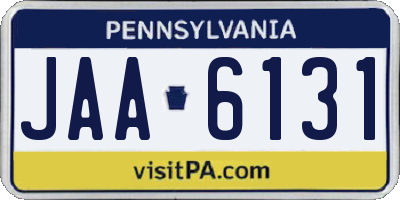 PA license plate JAA6131