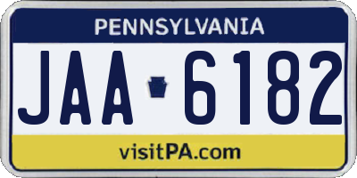 PA license plate JAA6182