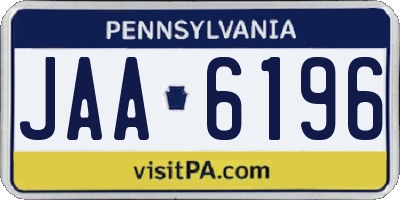 PA license plate JAA6196
