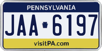 PA license plate JAA6197