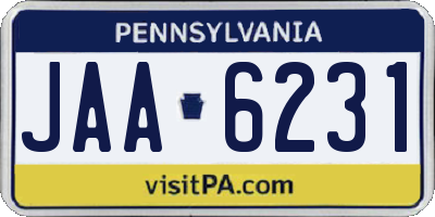 PA license plate JAA6231