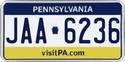 PA license plate JAA6236