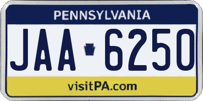 PA license plate JAA6250