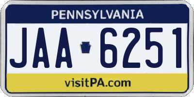 PA license plate JAA6251