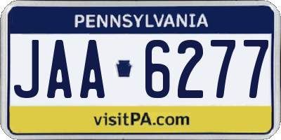 PA license plate JAA6277