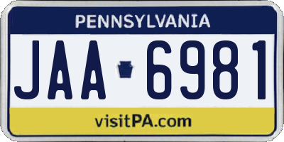 PA license plate JAA6981