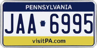 PA license plate JAA6995