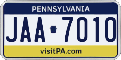 PA license plate JAA7010