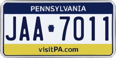 PA license plate JAA7011