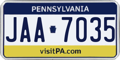 PA license plate JAA7035