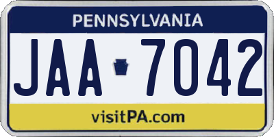 PA license plate JAA7042