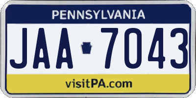 PA license plate JAA7043