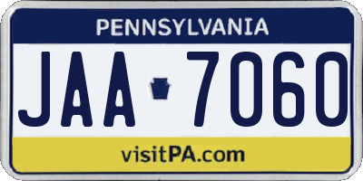 PA license plate JAA7060