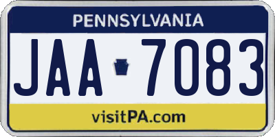 PA license plate JAA7083