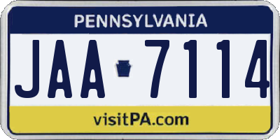 PA license plate JAA7114
