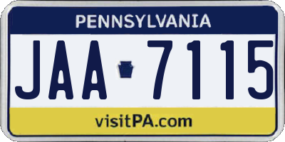 PA license plate JAA7115