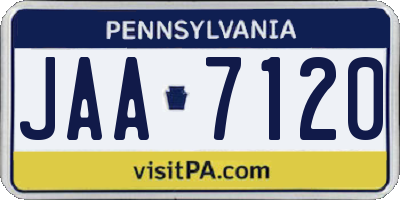 PA license plate JAA7120