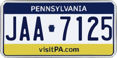 PA license plate JAA7125