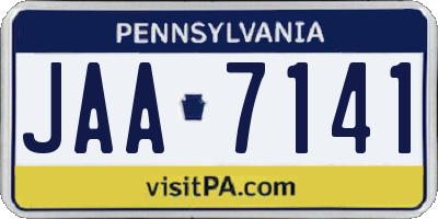 PA license plate JAA7141