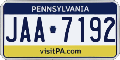 PA license plate JAA7192