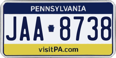 PA license plate JAA8738