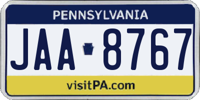 PA license plate JAA8767