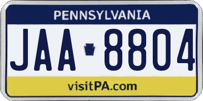 PA license plate JAA8804