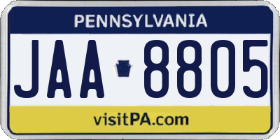 PA license plate JAA8805