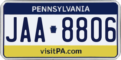 PA license plate JAA8806