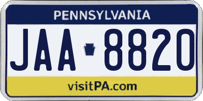PA license plate JAA8820