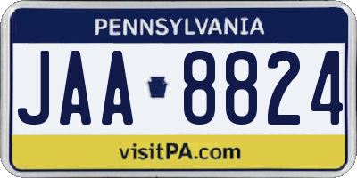 PA license plate JAA8824