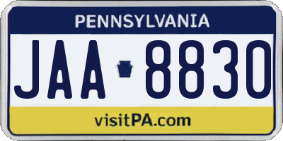 PA license plate JAA8830