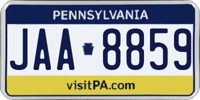 PA license plate JAA8859