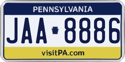 PA license plate JAA8886