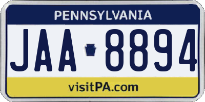 PA license plate JAA8894