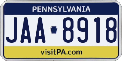 PA license plate JAA8918