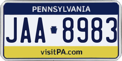 PA license plate JAA8983