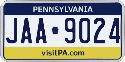 PA license plate JAA9024