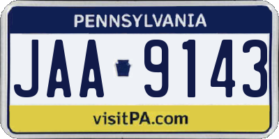 PA license plate JAA9143