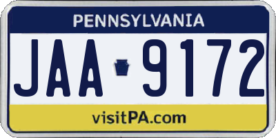 PA license plate JAA9172