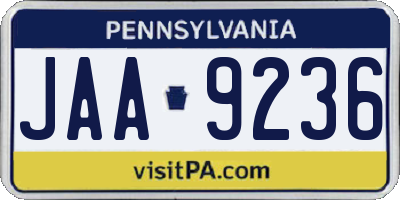 PA license plate JAA9236
