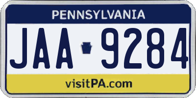 PA license plate JAA9284