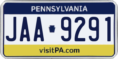 PA license plate JAA9291