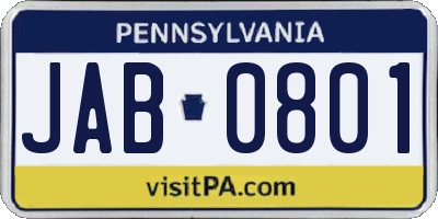 PA license plate JAB0801