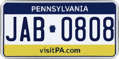 PA license plate JAB0808