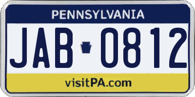 PA license plate JAB0812